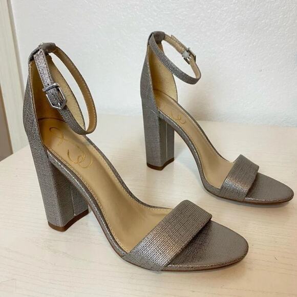 NWOT Sam Edelman Yaro Ankle Strap Sandal Women's‎ Pewter Metallic - Picture 1 of 5